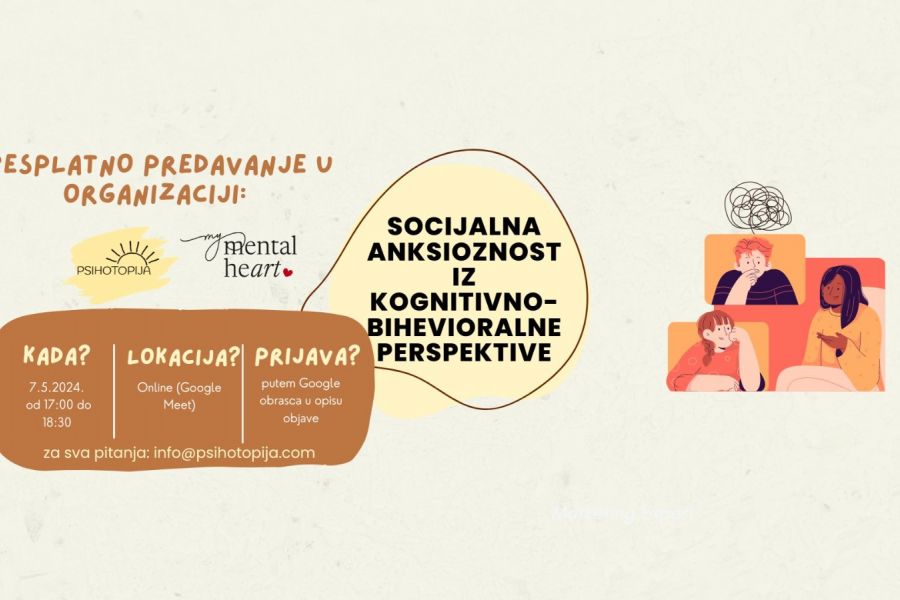 Besplatno predavanje “Socijalna anksioznost iz KBT perspektive”